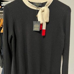 Charter Club Luxury Cashmere Bow Sweater in BLK, Size Small